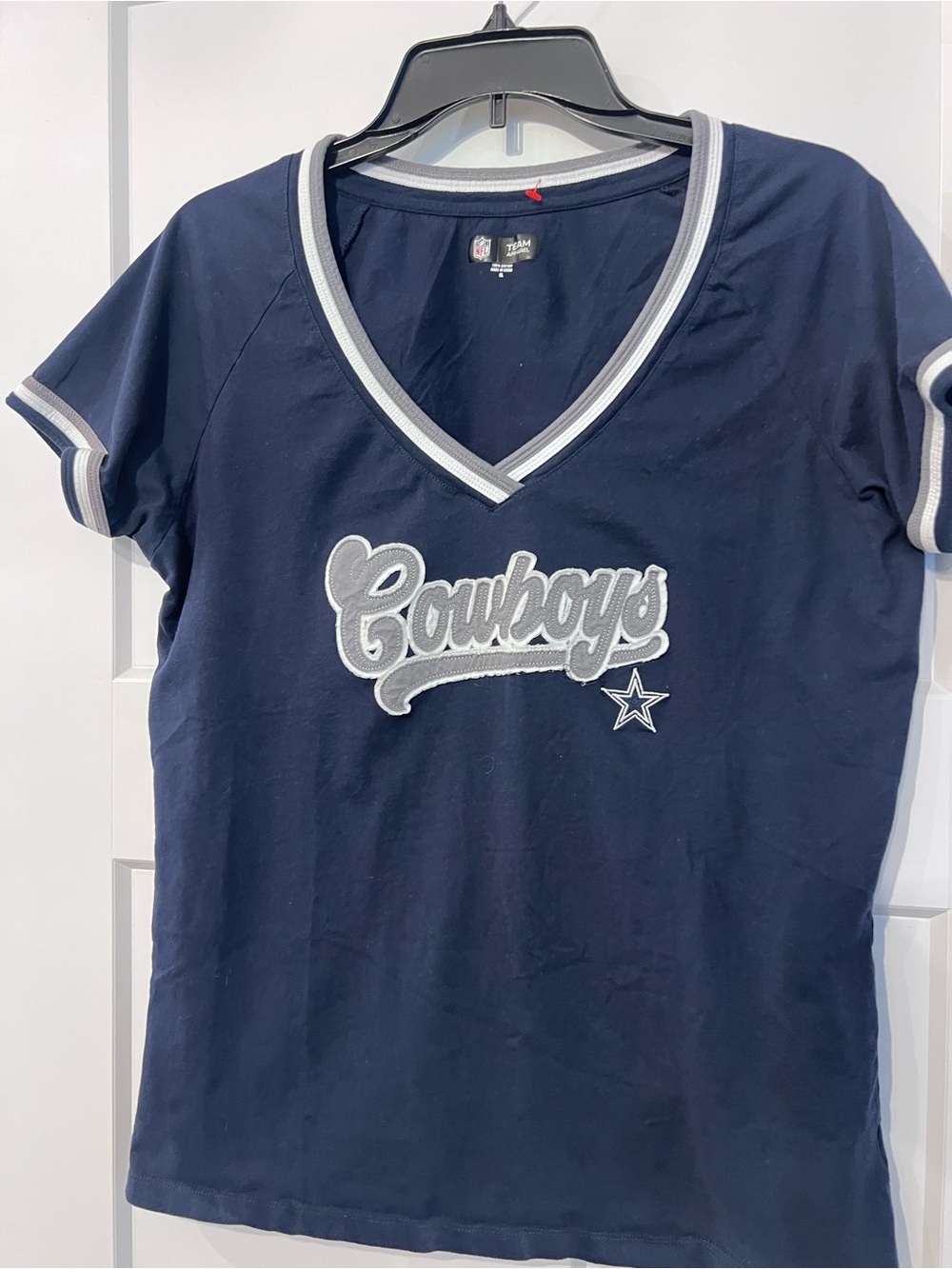NFL Dallas Cowboys Navy and White V-Neck Tee
